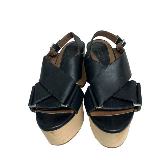 Marni Womens Size 39 Black Leather Wood Platform Sandals - Picture 4 of 10